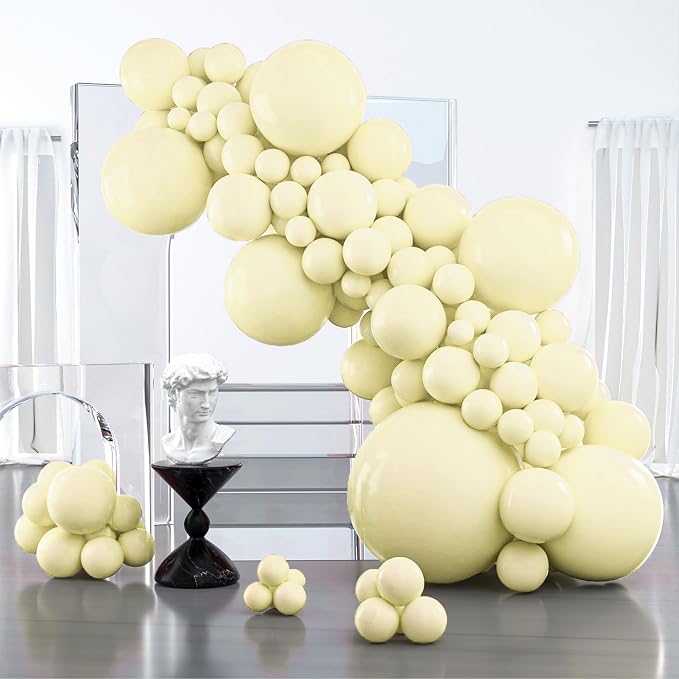PartyWoo Pastel Yellow Balloons 127pcs Light Pale Yellow Color | 36 18 12 10 5 by PartyWoo