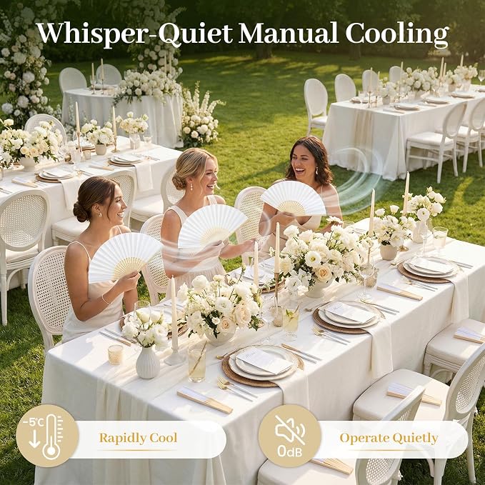 JOHOUSE 28 PCS White Paper Women Folding Handheld Fans, 8.3 Inch | Hand Fans - Image 6