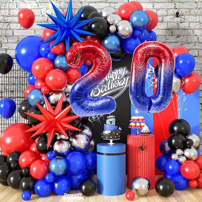 40 Inch Spider Theme Number Foil Balloons, Large Number 20 Balloons - Image 6