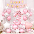 3rd Pink Bow Birthday Decorations by Xinvery