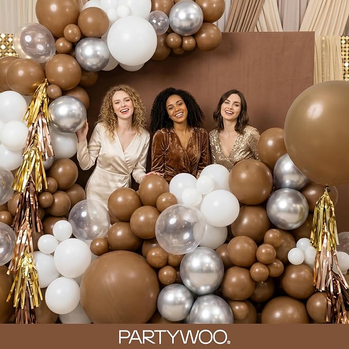 PartyWoo Brown Balloons 155pcs Boho Coffee Tan Fall Color 18 12 10 5 Inch | 18 - Image 5