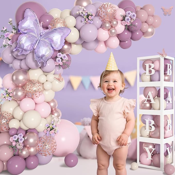 Amandir 153Pcs Dusty Purple Balloon Arch Kit Baby Shower Decorations | - Image 7