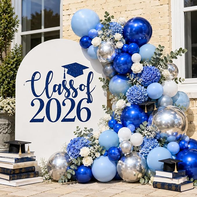 Navy Blue Silver Balloons, 50 Packs 12 Inch Dark Pearl Blue Metallic Light Blue - Image 3