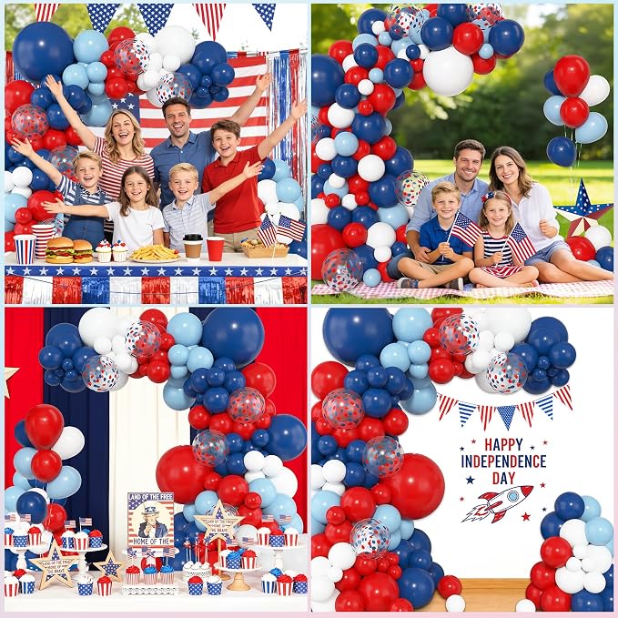 Amandir 153pcs Red White and Blue Balloons Arch Garland Kit, Different Sizes 18 - Image 6