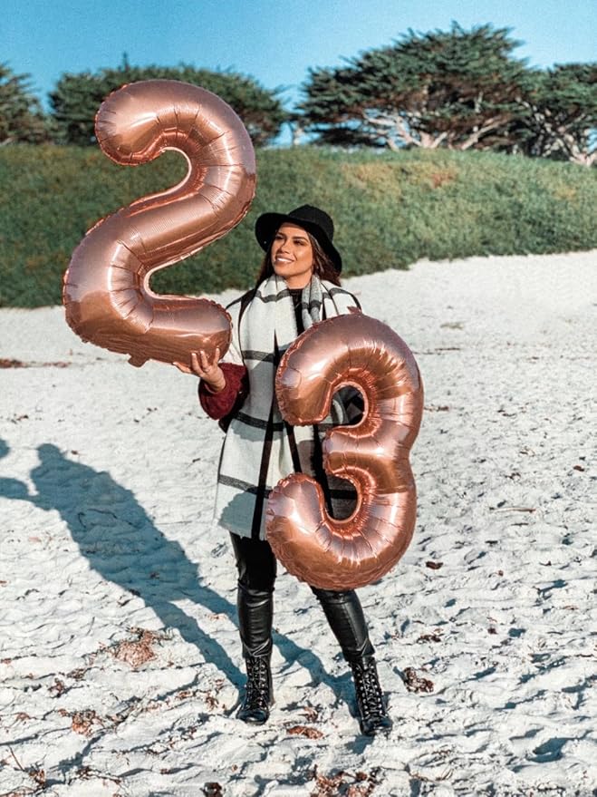 40 Inch Number 25 Balloon for 25th Year Old Birthday Decorations, Rose Gold | - Image 6