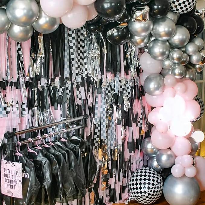 PartyWoo Checkered Large Round Giant 4D Jumbo Inflatable Foil Balloons 6pcs | - Image 2
