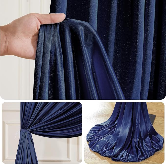 10x10 ft Navy Blue Glitter Backdrop Curtain - Image 8
