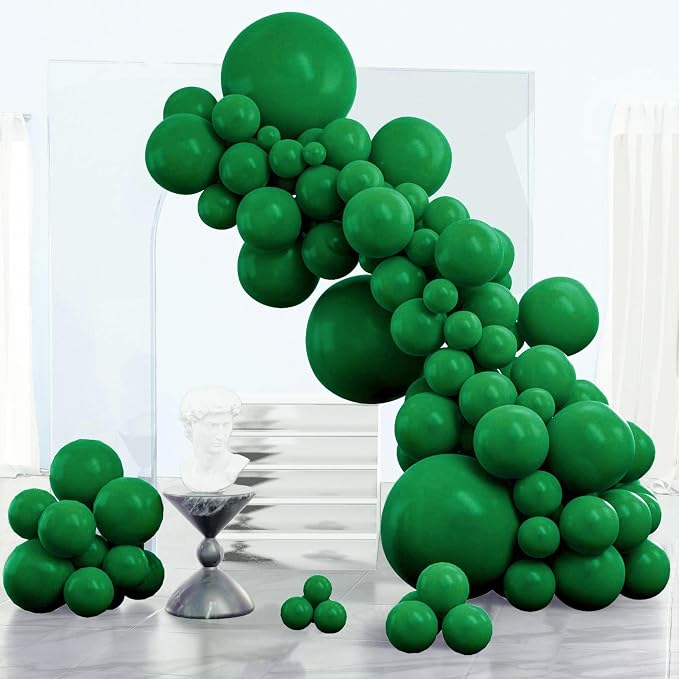 PartyWoo Dark Green Balloons 123pcs Emerald Hunter Forest Green Color | by PartyWoo