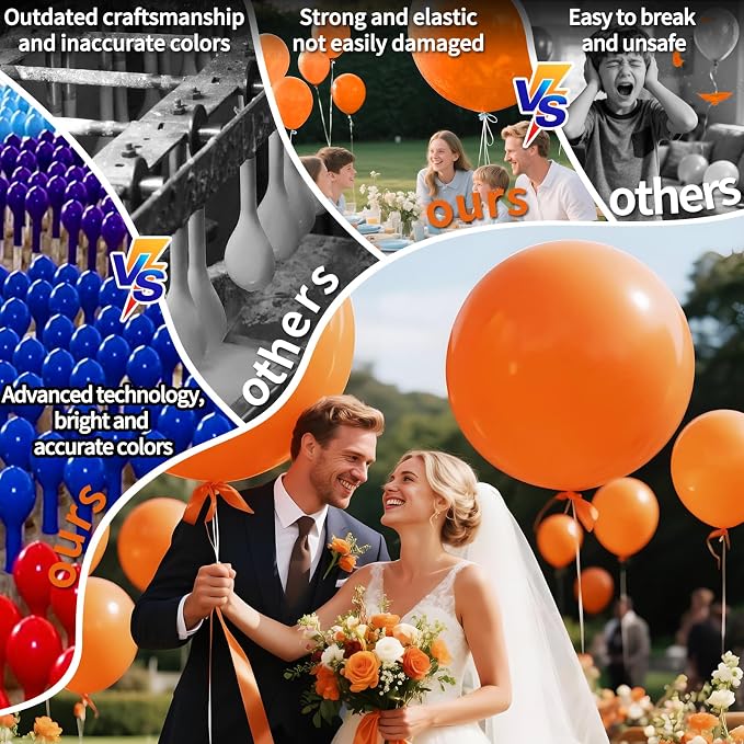 Orange Big Balloons 32pcs, 18 Inch Large Latex Giant Heavy Duty Balloons - Image 4