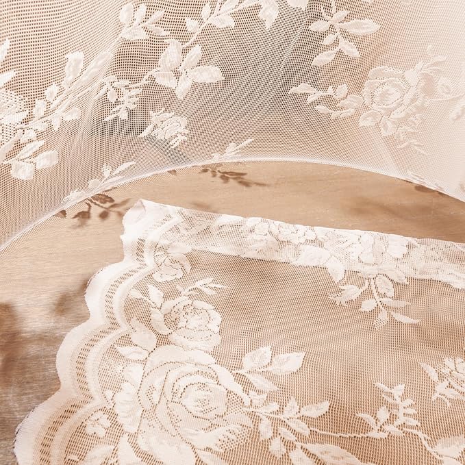 Blush Pink Lace Curtains 108 Inches Long 2 Panels Romantic Floral Sheer Curtains - Image 6