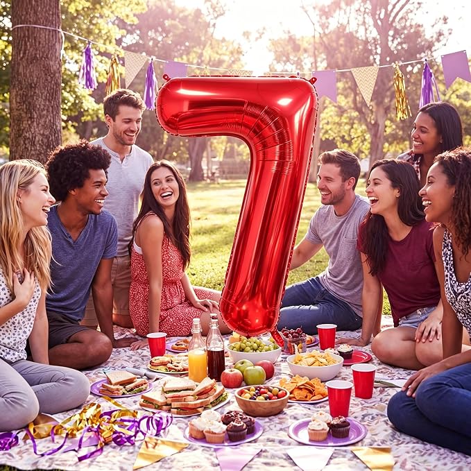 Number Balloons Red Party Balloon - Image 7