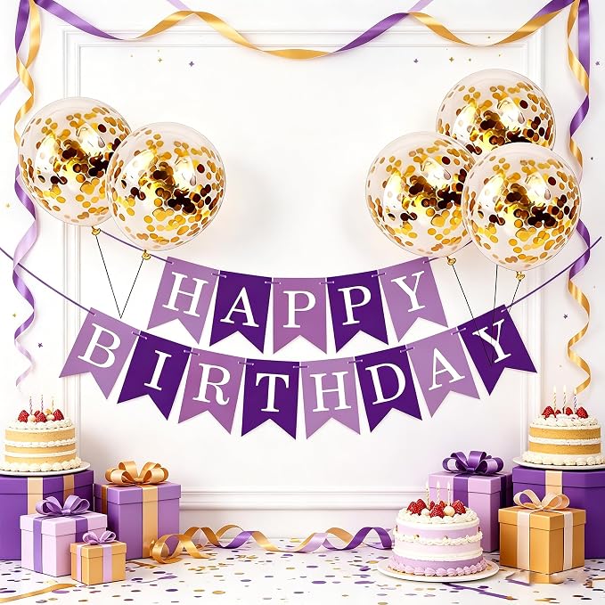 Happy Birthday Banner Sign Bunting Hanging Decorations - Image 2