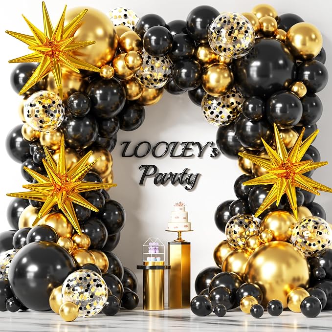 137Pcs Black and Gold Balloons Garland Arch Kit - Image 7