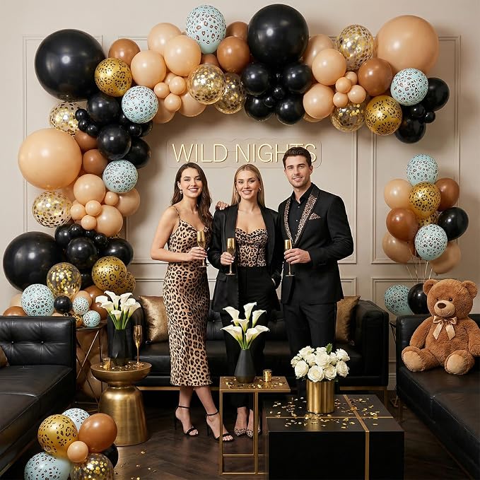 Black and Brown Balloons for Leopard Birthday Party Decorations | 12-inch black - Image 6