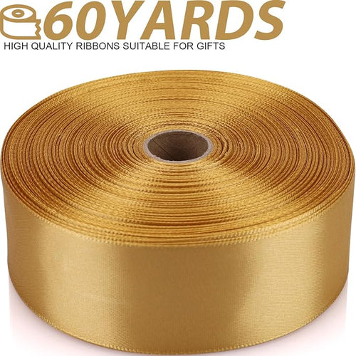 1-1/2 Inch 60 Yards Champagne Gold Solid Satin Ribbon - Image 2