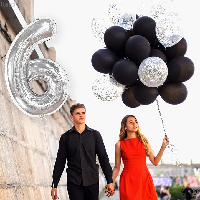 KatchOn Silver Number 6 Balloon 40 Inch | 6th Birthday Balloons, 6th Birthday - Image 8