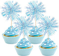 30 PCS Foil Firework Cupcake Toppers Happy Birthday Cupcake Toppers Sparkle by ZHUOWEISM