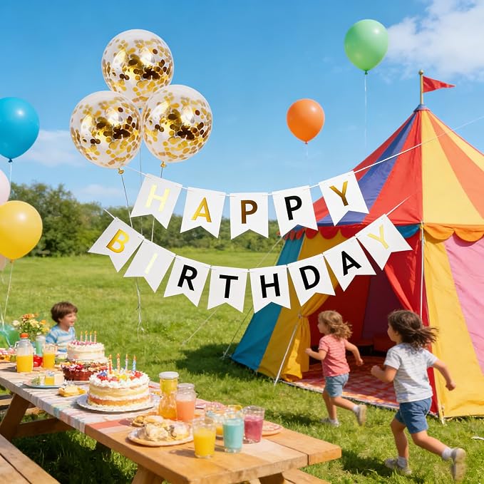 Happy Birthday Banner Sign Bunting Hanging Decorations - Image 5