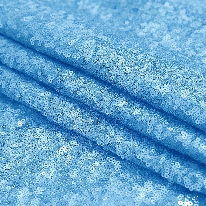 Sugargirl Blue Sequin Backdrop Curtain 10FTx10FT Glitter Blue Background Drapes - Image 8