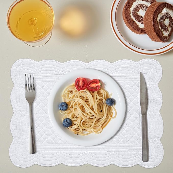 HOMBYS Quilted Placemats Set of 6 Washable-13x18 inches Rectangular Placemats - Image 4