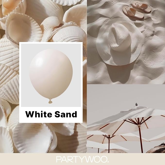 PartyWoo White Balloons 85pcs Sand White Beige Cream Ivory Boho Neutral | - Image 2