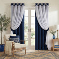 PONY DANCE Navy Blue Double Layered Curtains by PONYDANCE