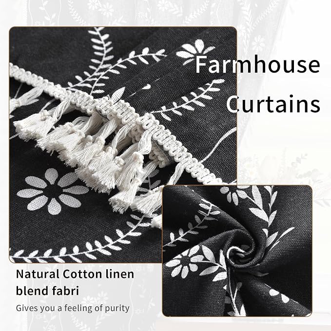 Schweek Black Boho Curtain 84 Inches Length 2 Panels Drapes - Image 5