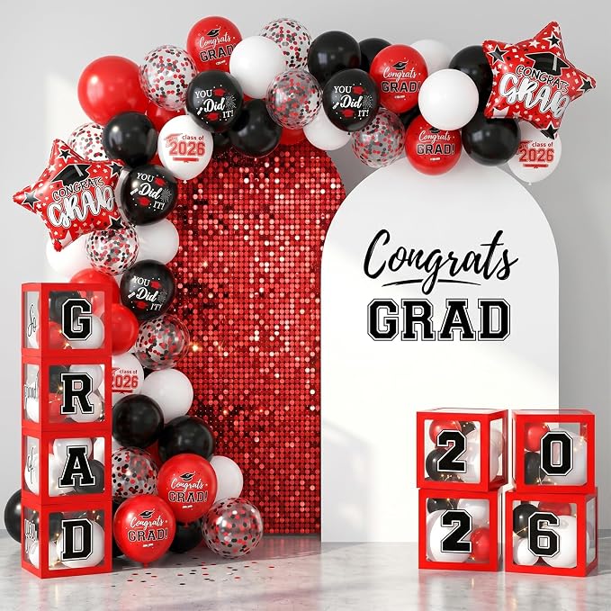 Graduation Decorations Class of 2026-Red and Black Graduation Party - Image 6