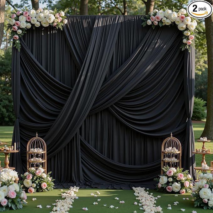 10ft×12ft Black Backdrop Curtain by PartyVillage