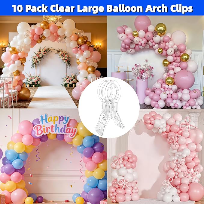 10 Pack Clear Balloon Arch Clips 3.5" Backdrop Spring Clamps - Image 2