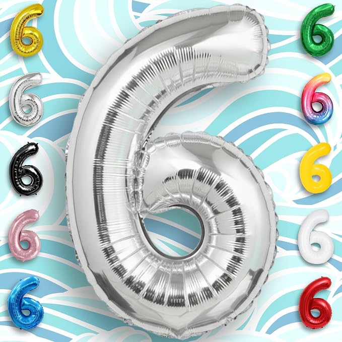 Silver Number Balloon 6 Mylar Foil Balloons 16 inch Small - Image 4