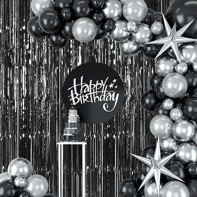 20 Pack Black Foil Curtain 3.2ft x 8.2ft Metallic Tinsel Fringe Streamer - Image 5