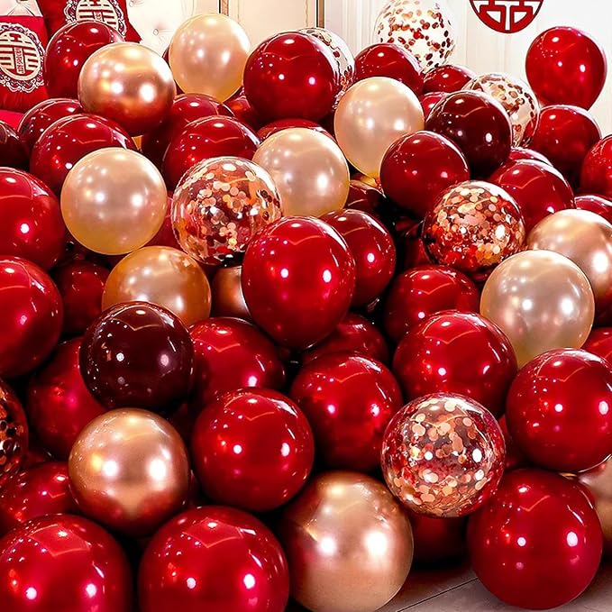 Voircoloria 90pcs Ruby Red Balloons Garland Arch Kit, 18 12 10 5 Inch | - Image 4