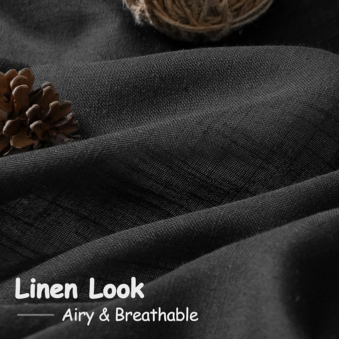 Black Linen Curtains 80 inches Long - Image 5