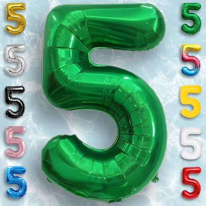 Green Number Balloon 5 Mylar Foil Balloons 16 Inch - Image 3