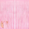 2Pack Pastel Pink Metallic Tinsel Foil Fringe Curtains, 3.3 X 8.3ft Pink Party by UWPVOWSR