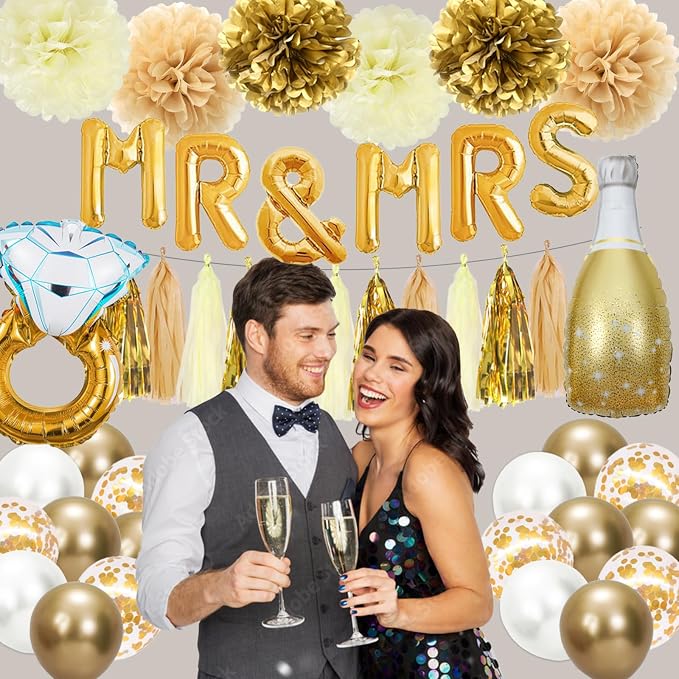 Gold Engagement Party Decorations Just Engaged Decorations Happy Engagement - Image 5
