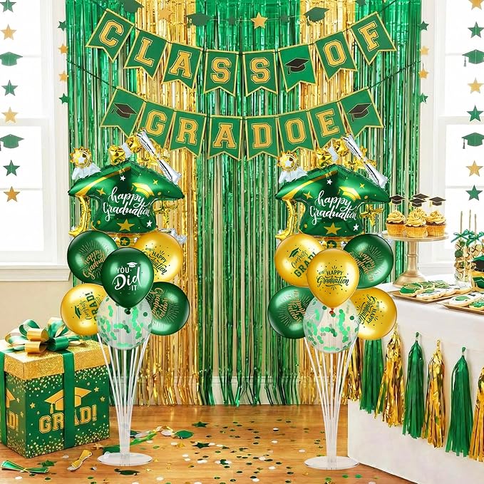 Jenaai Green and Gold 27 Pcs 2026 Graduation Balloon Centerpiece - Image 6