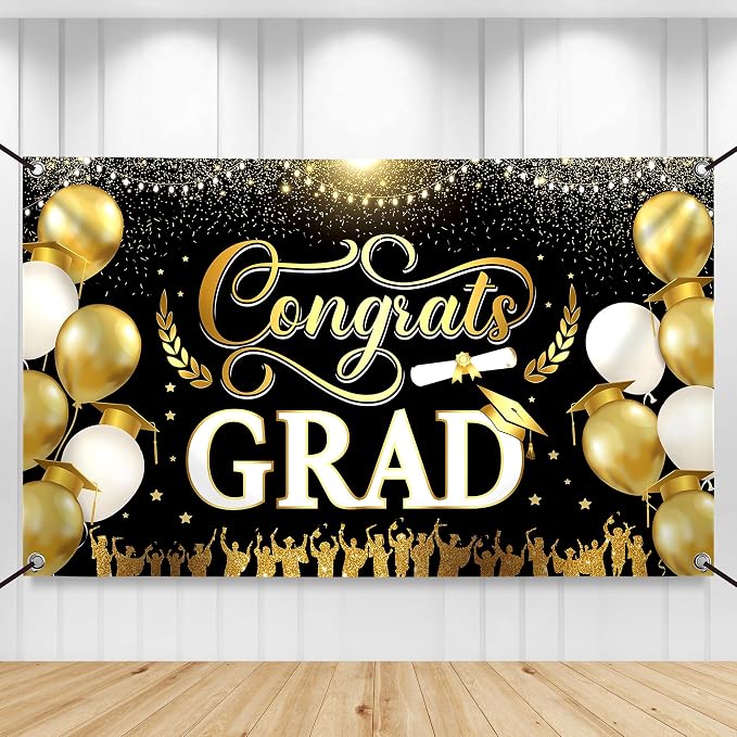 KatchOn Black and Gold Graduation Decorations 2026 Graduation Banner by KatchOn