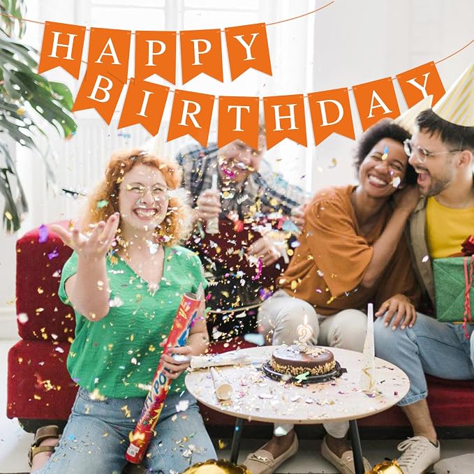Orange Happy Birthday Banner Birthday Sign - Image 6