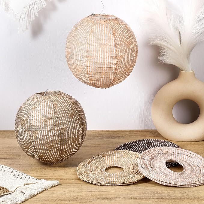 Rossesay 12 Pcs Burlap Hanging Paper Lantern 8 Inch Back to School Party - Image 3