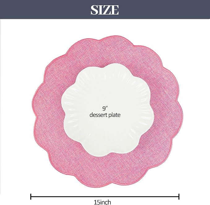 AHHFSMEI Round Faux Linen Placemats Set of 8 Heat Resistant Non-Slip Stain - Image 2