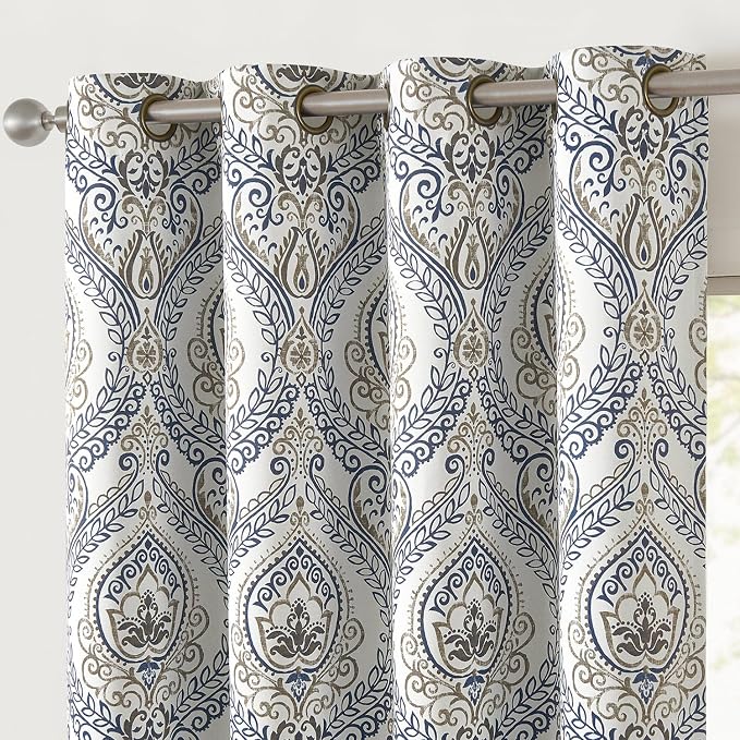 jinchan Yellow Blackout Curtains 96 Inch Damask Vintage Grommet 2 Panels | Room - Image 9