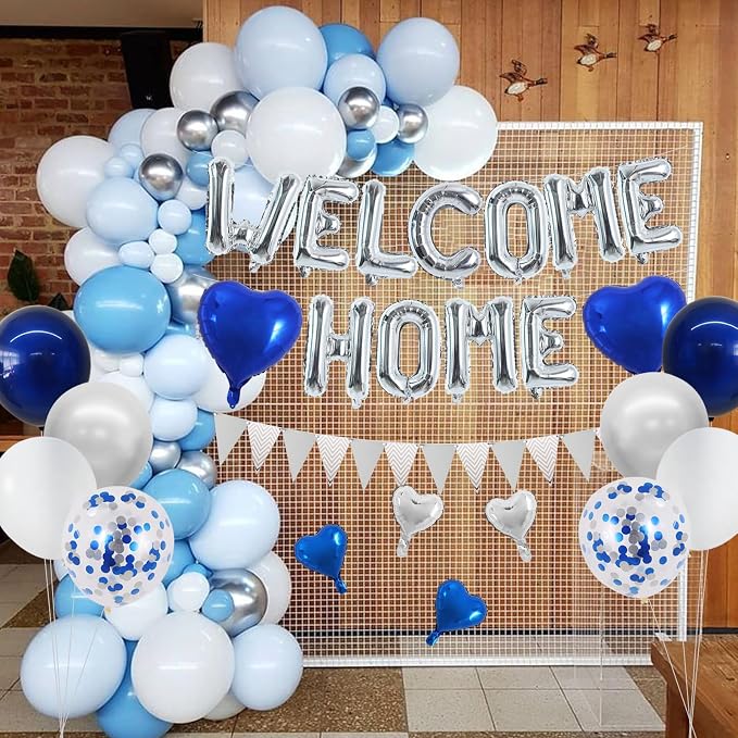 TONIFUL 16 Inch Silver Welcome Home Foil Letter Balloons Banner Decor Kit | - Image 4