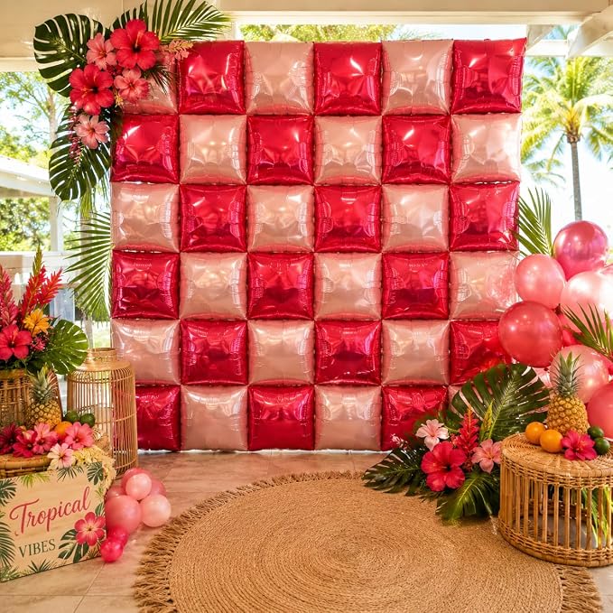 HILAVO Hot Pink Square Foil Balloon Wall - Image 2