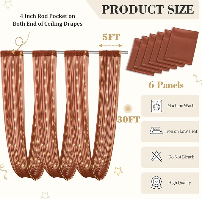 6 Panels Terracotta Ceiling Curtains - Image 2
