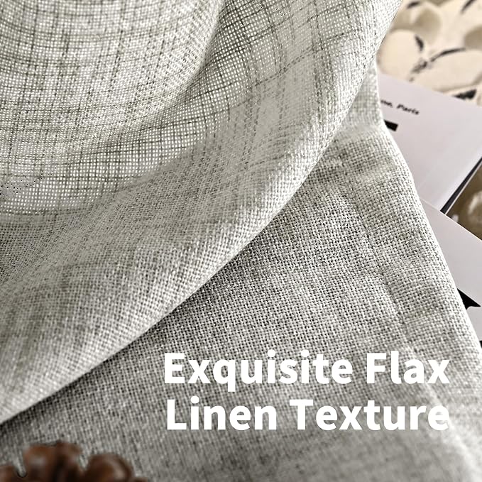 YoungsTex Linen Curtains 63 Inches Length Dark Grey Textured Light Filtering - Image 4