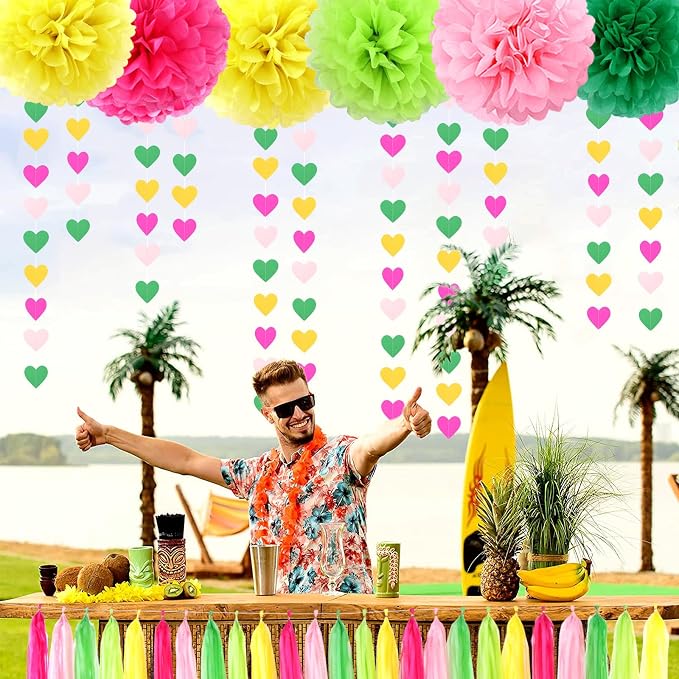 Hawaii Pool Party-Decorations Love-Heart Garland - 52Ft Tropical Jungle - Image 7
