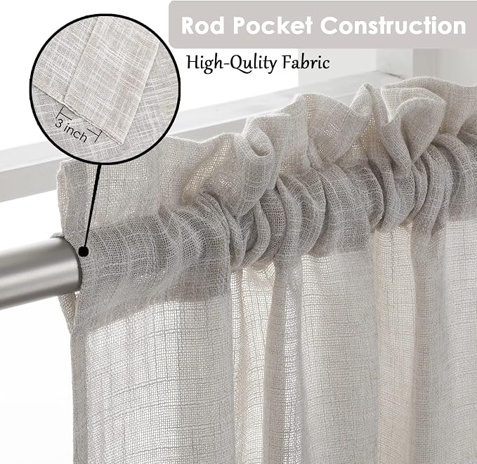 Beda Home Tassel Linen Textured Swag Curtain Valance - Image 2