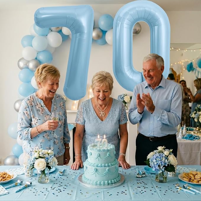 TONIFUL 40 Inch Pastel Blue Number 7 Foil Balloon Large Mylar Foil Digit 7 - Image 6